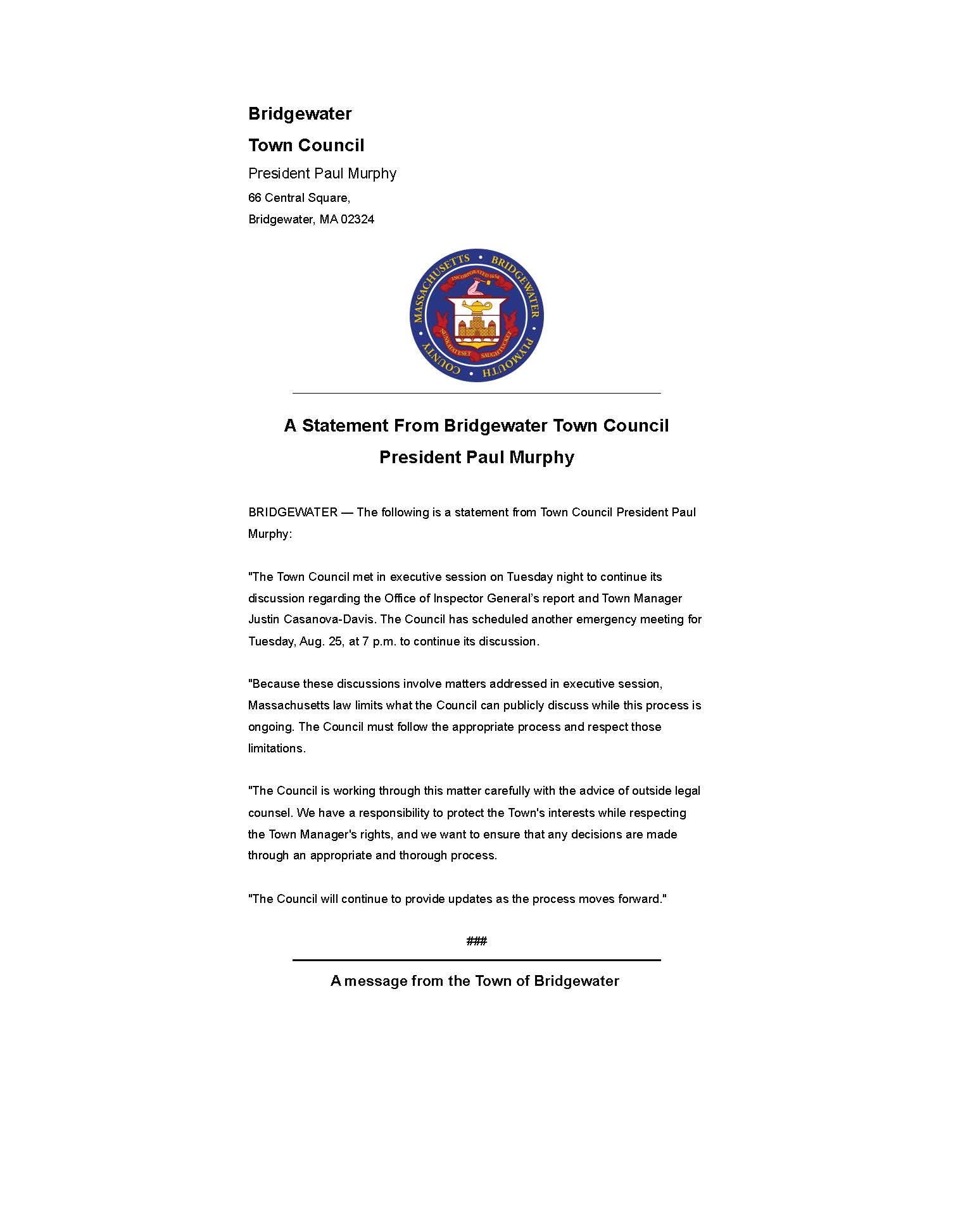 TownCouncilStatement8-21-26