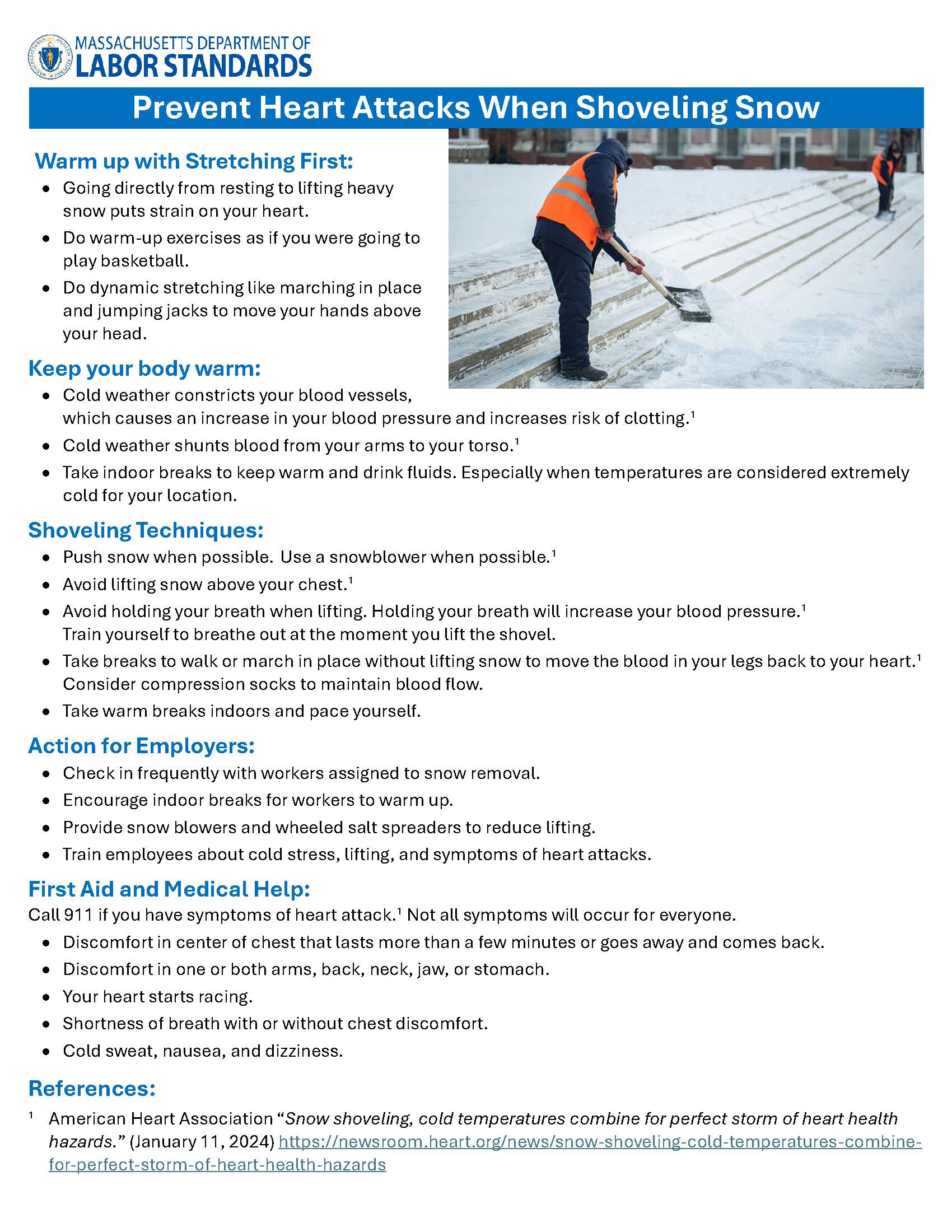 Snow shoveling tips for Heart Attack Prevention